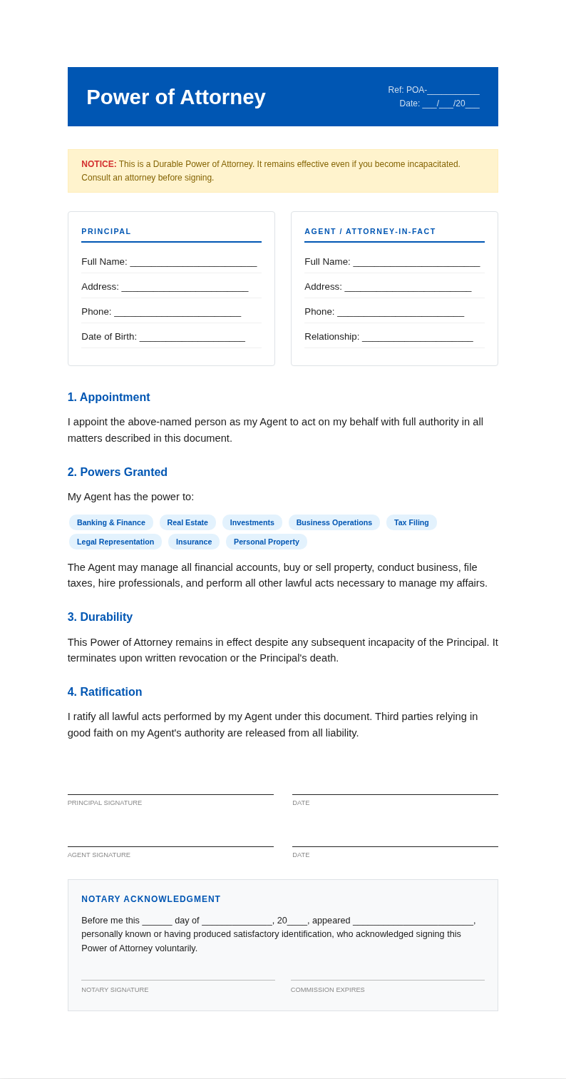 Medical Legal Power of Attorney